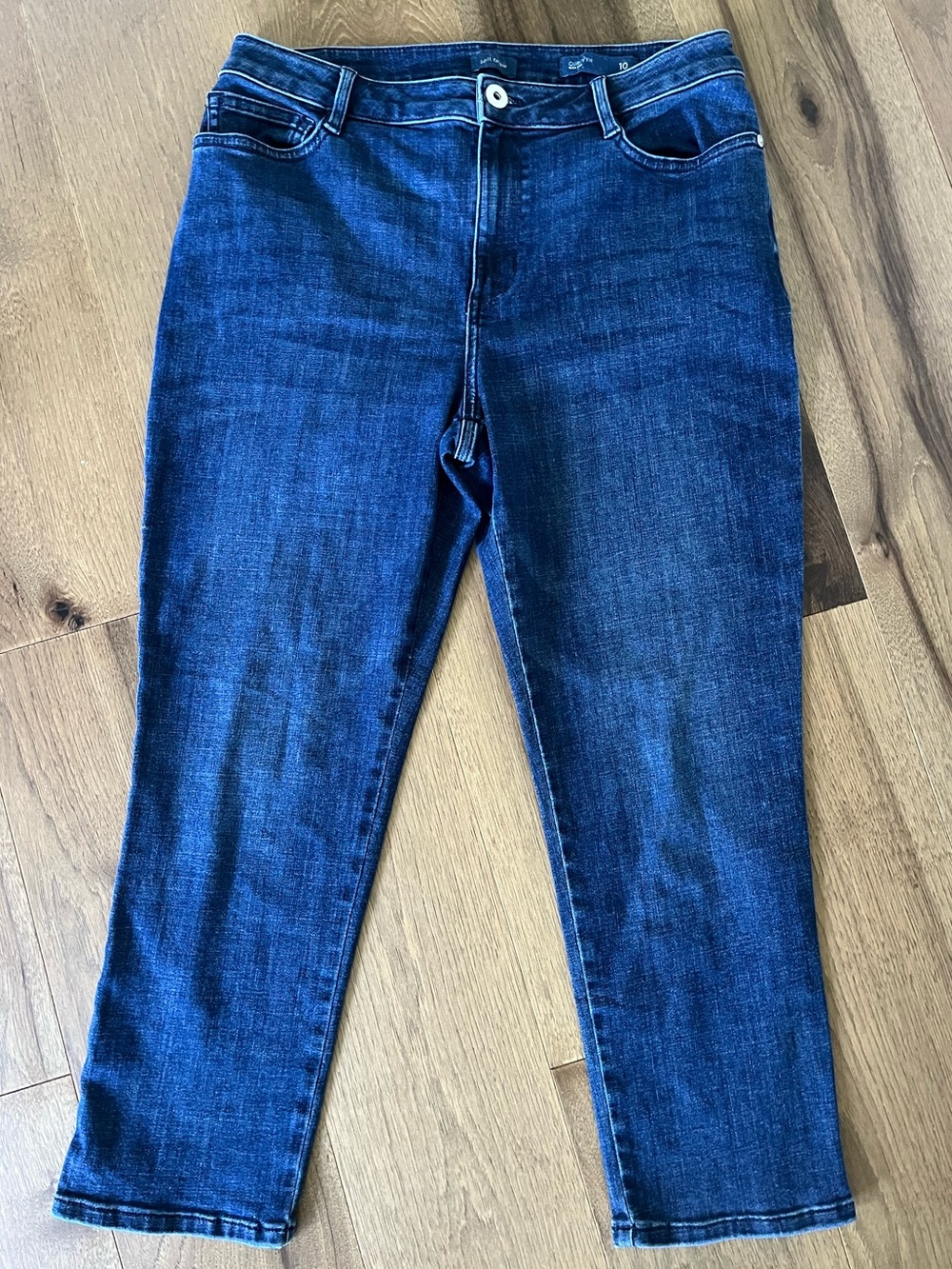 J. Jill Dark Wash Curvy Fit Slim Leg Jeans Mid Rise Size 10